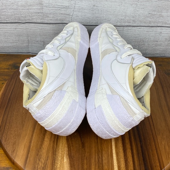 Nike Blazer Low sacai White Patent Leather Sneakers DM6443-100 Mens Shoe Size 15 main image 3